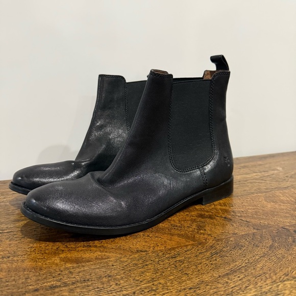 Frye Anna Chelsea Boot Black Leather Ankle Boots - Picture 9 of 11